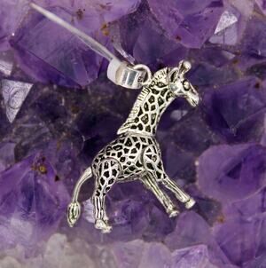Sterling Silver Articulated Giraffe Pendant